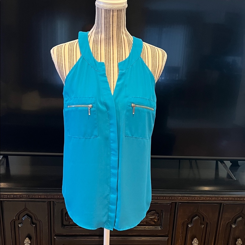 INC International Concepts Vibrant Blue Sleeveless Blouse